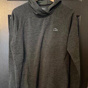 Womens LL Bean Slightly Fitted Light Weight Hoodie Dark Gray White Large Regular